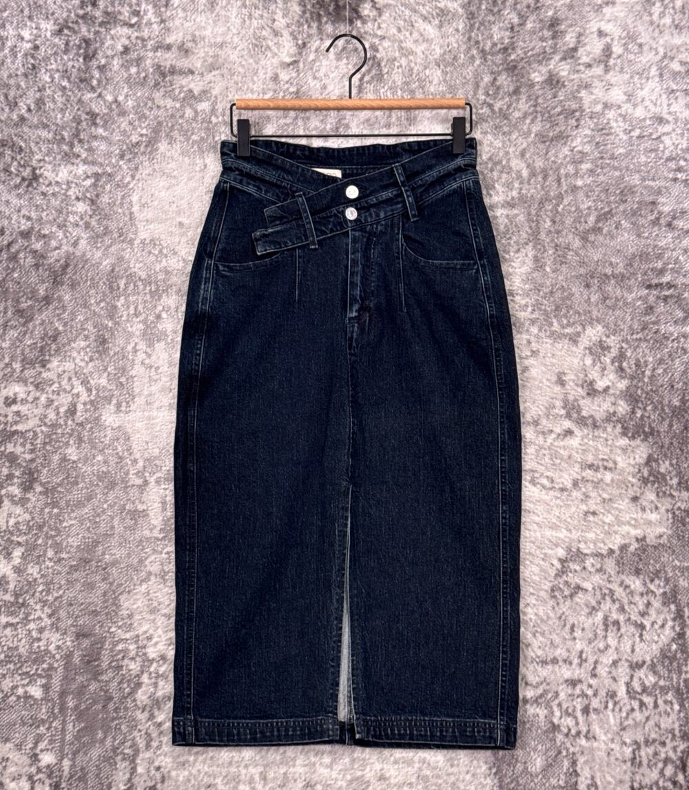 Anthropologie Midi Skirt 4 Womens Pilcro Dark Wash Denim Double Waist